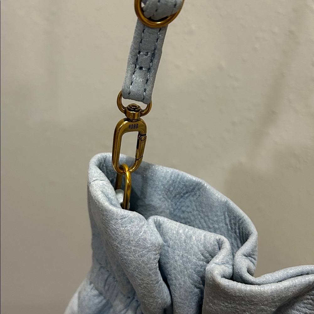HOBO Prose Powder Blue Leather Drawstring Crossbody - Picture 5 of 11